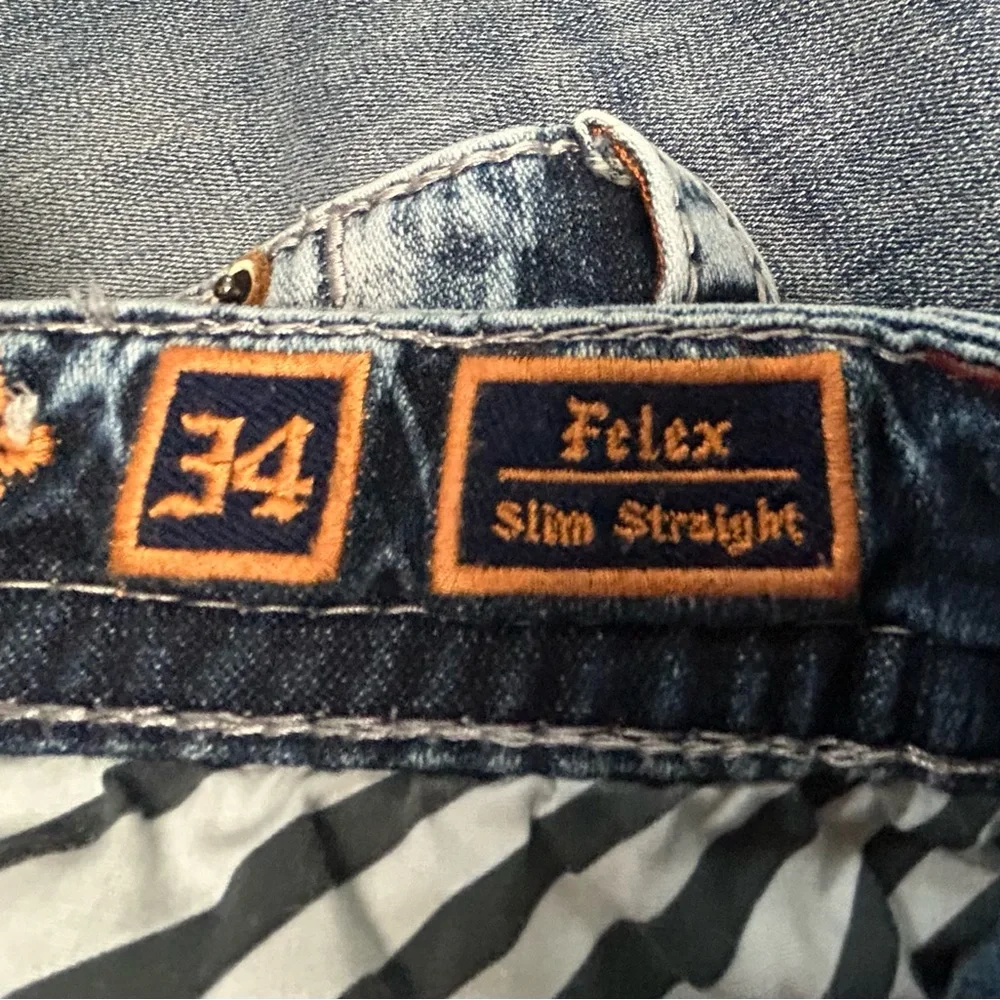 Rock Revival Men's Relaxed Blue Distressed Jeans - Picture 5 of 13